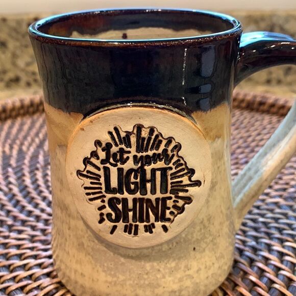 Vintage Brown Ceramic Sun Coffee Mug “Let your‎ Light Shine” Sunset Studios - Picture 3 of 8